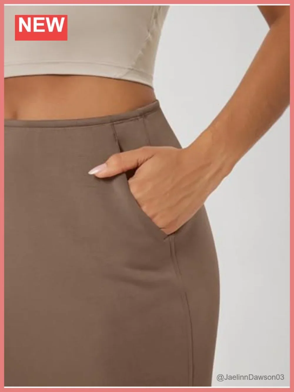 Women's High Waist Midi Pencil Skirt Back Slit Side Pockets Modal Blend